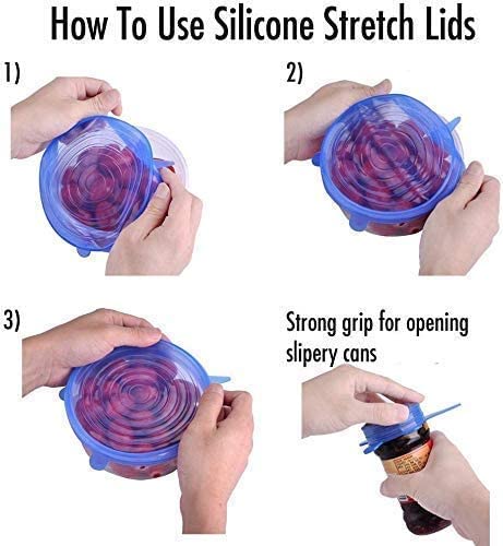 Multi Size Reusable Silicone Stretch Lids (6 Pcs) (Multicolor)