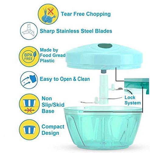 Easy Spin Quick Cutter - Hand Meat Grinder Mixer Food Processor Food Processer, (Multi Color)