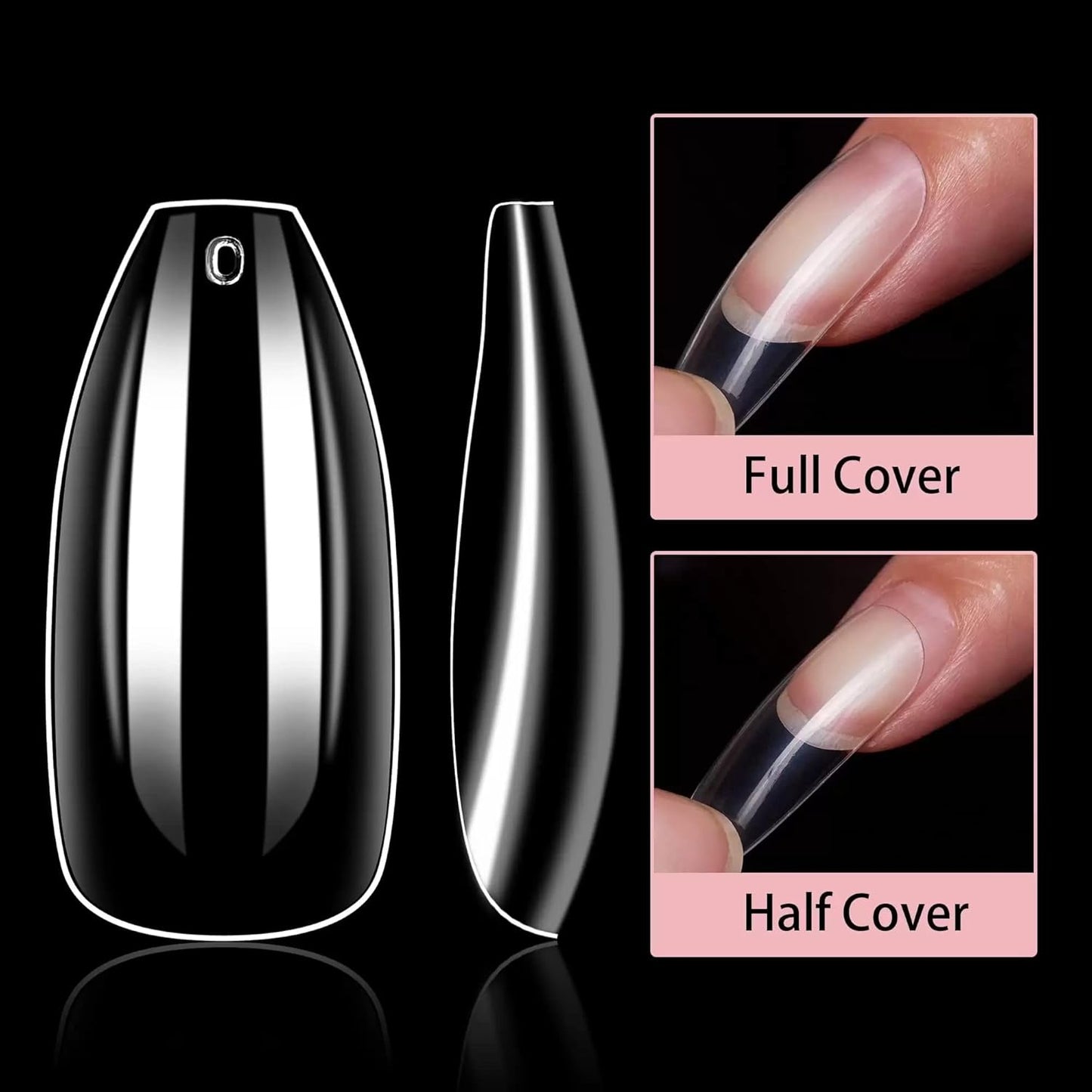 Artificial Reusable Nails Set With One 3gm Nail Glue, Perfect For Nails Extension -100 Nails & One Nail Glue(3gm) FREE