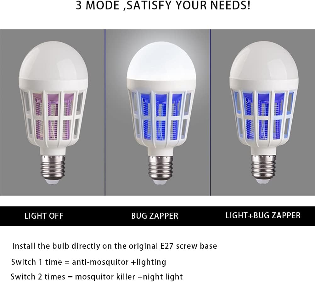 Mosquito Killer Lamp LED 15W Electronic Anti insect Bug Fly Zapper for Home Indoor Outdoor Eco safe Clean Light Bulb