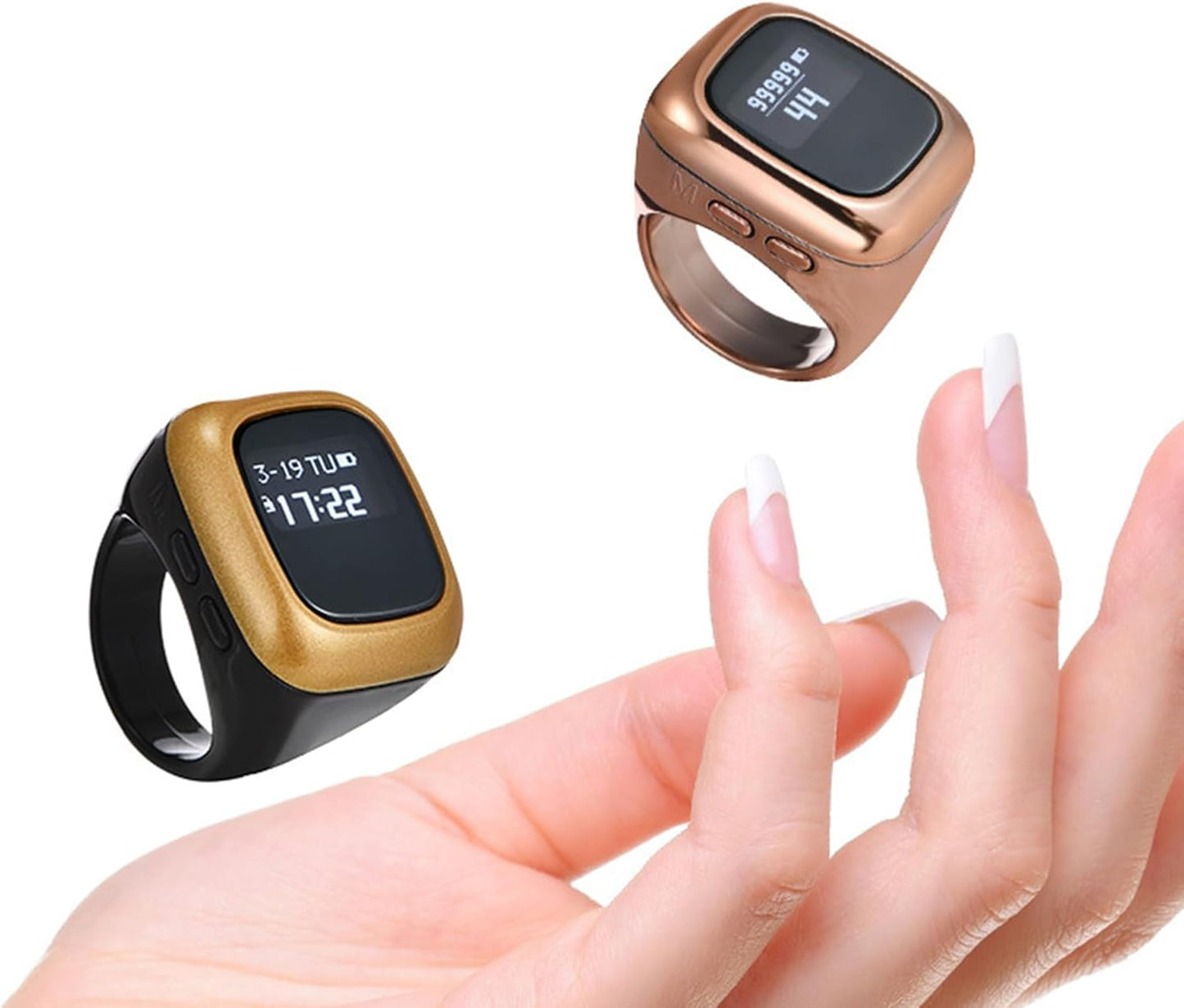 Multifunction Men Ring OLED Screen Digital Rechargable Battery Hand Tally Counter With Date Time Vibrate Remind Prayer Zikr Ring Al Fatiha