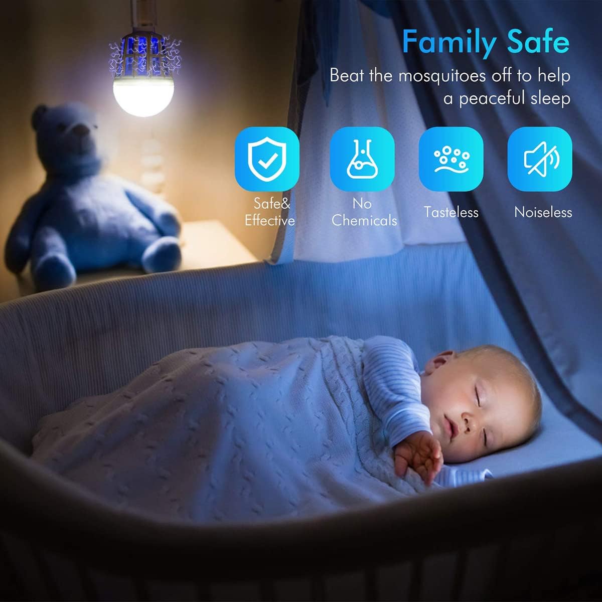 Mosquito Killer Lamp LED 15W Electronic Anti insect Bug Fly Zapper for Home Indoor Outdoor Eco safe Clean Light Bulb