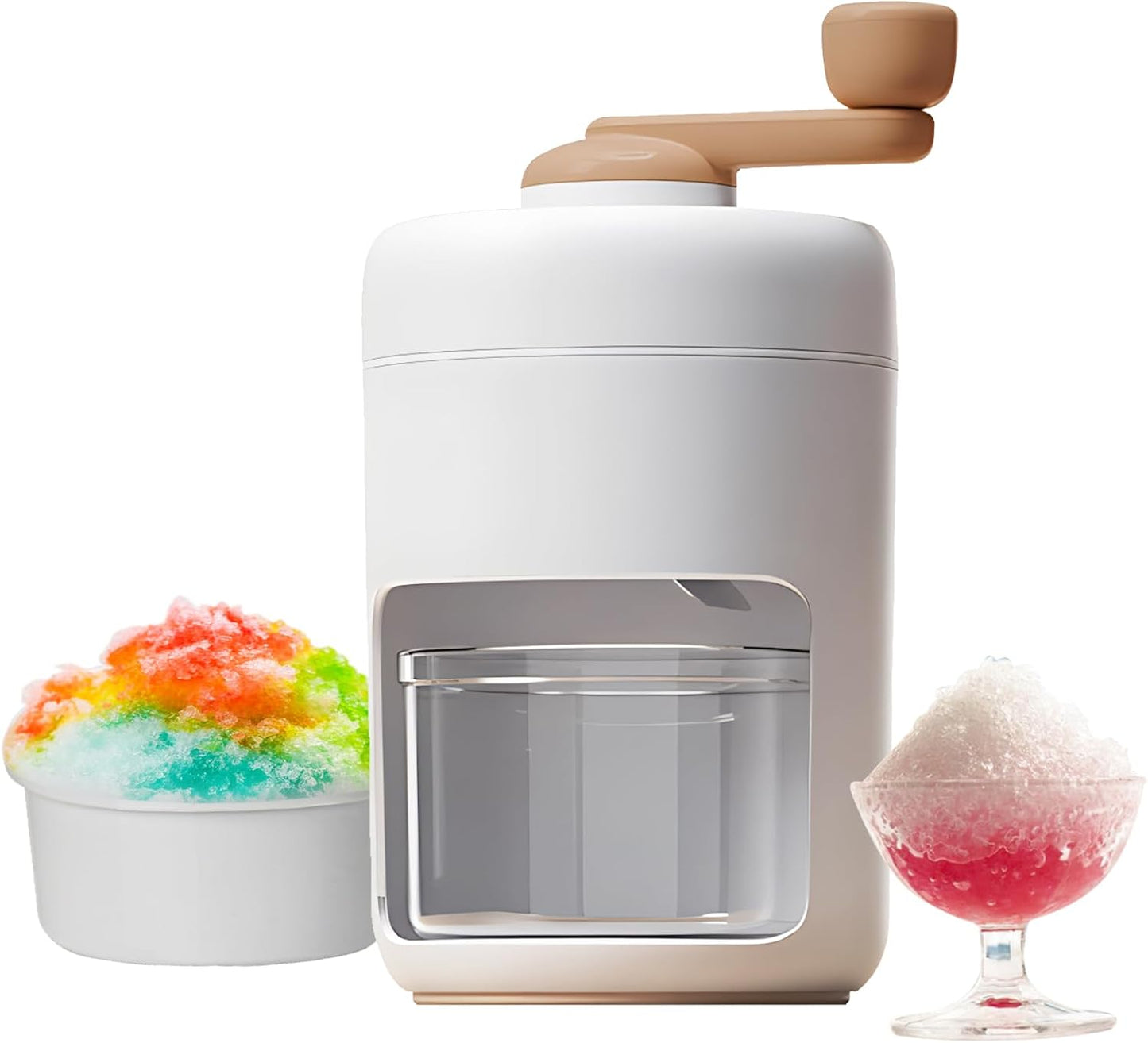 Manual Ice Crusher, Portable Shaved Ice Machine with Ice Box