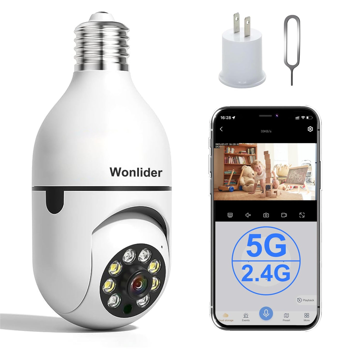 360 wireless Wi-Fi panoramic bulb camera