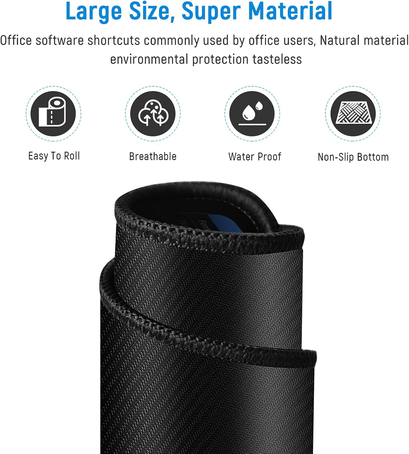 Non-Slip Rectangle Mousepad, WIRESTER Shortcut Keys Mouse Pad for Home, Office and Gaming Desk