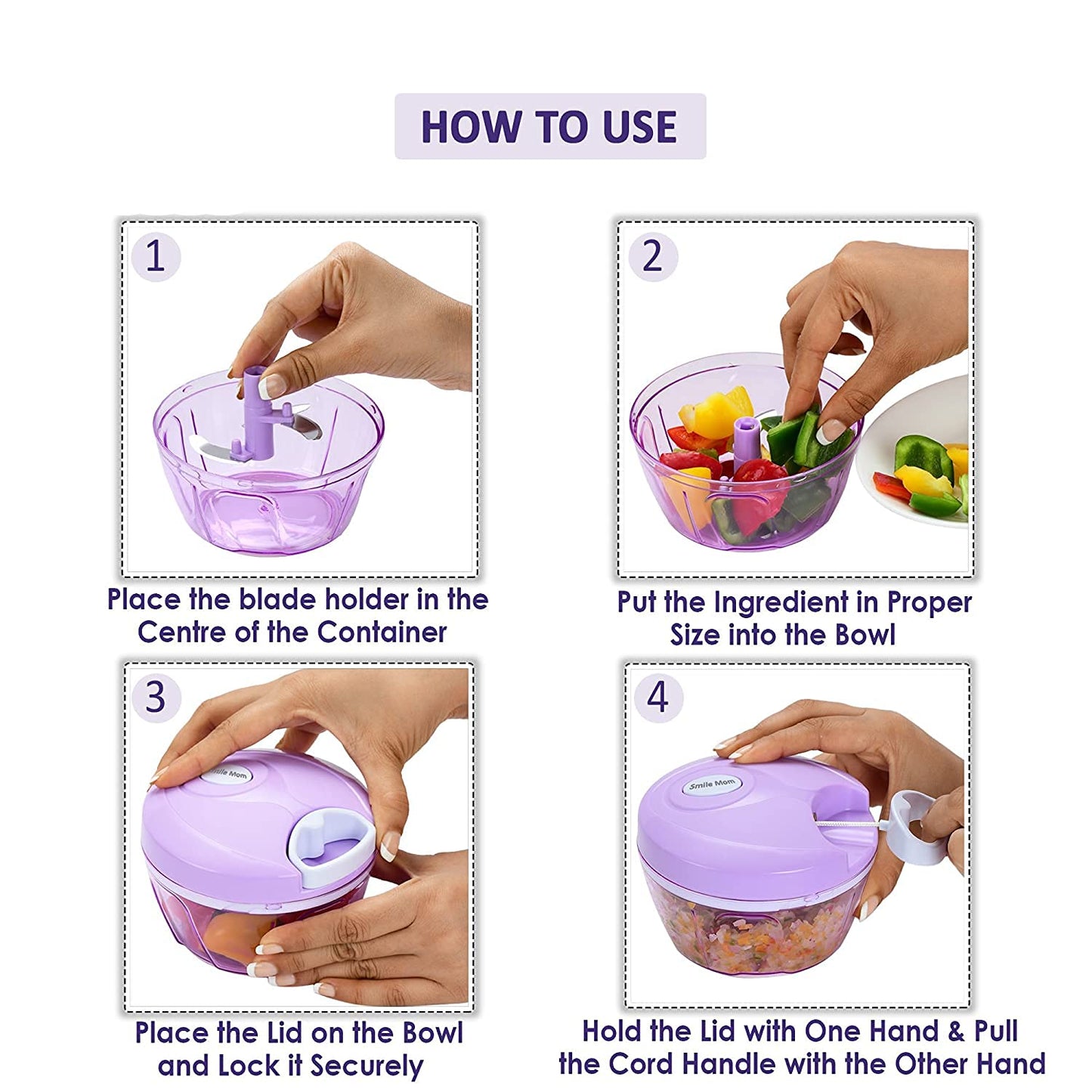 Easy Spin Quick Cutter - Hand Meat Grinder Mixer Food Processor Food Processer, (Multi Color)