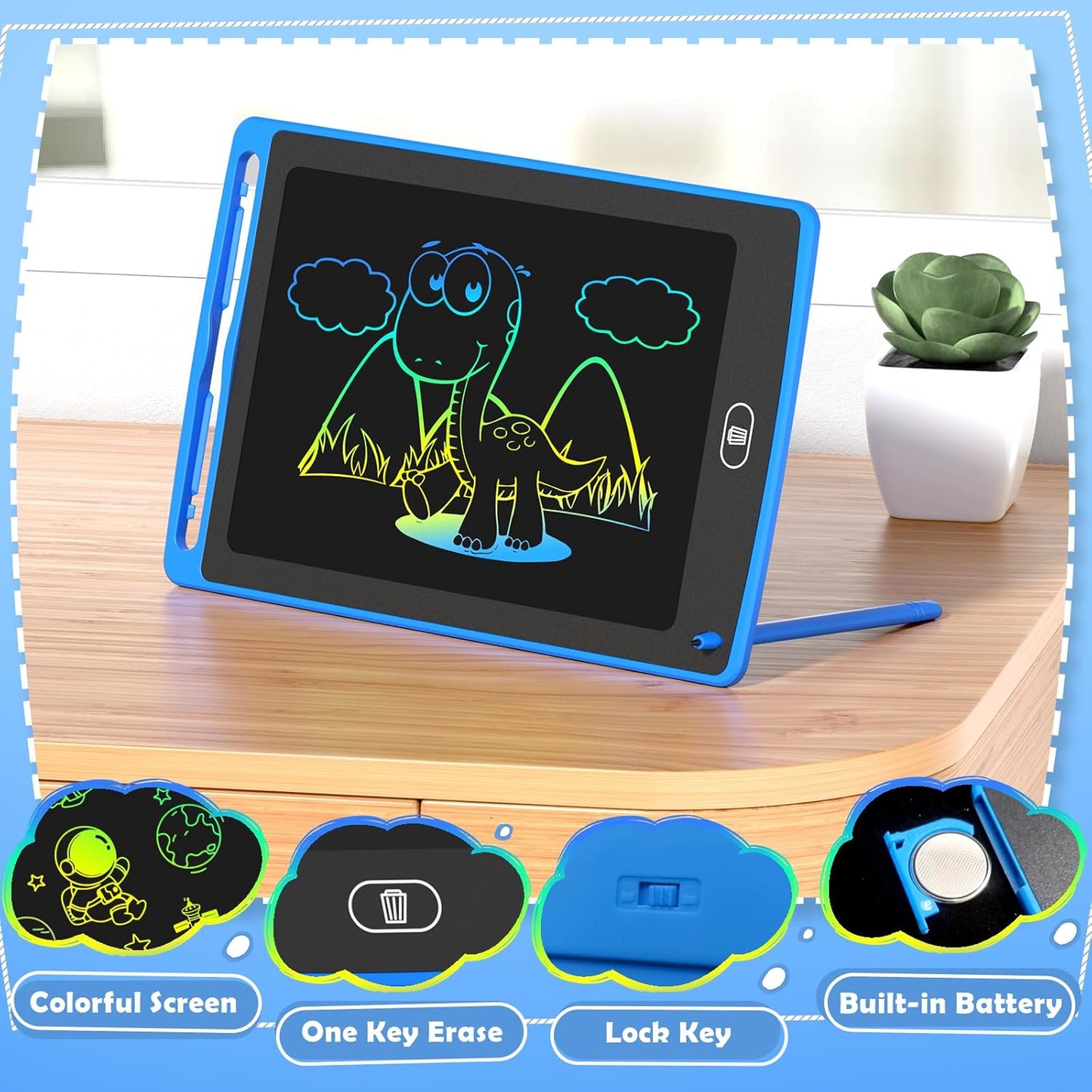 LCD Writing Tablet : 16 Inch Colorful Drawing Tablet Kids Erasable Writing Pad Learning Birthday Gifts
