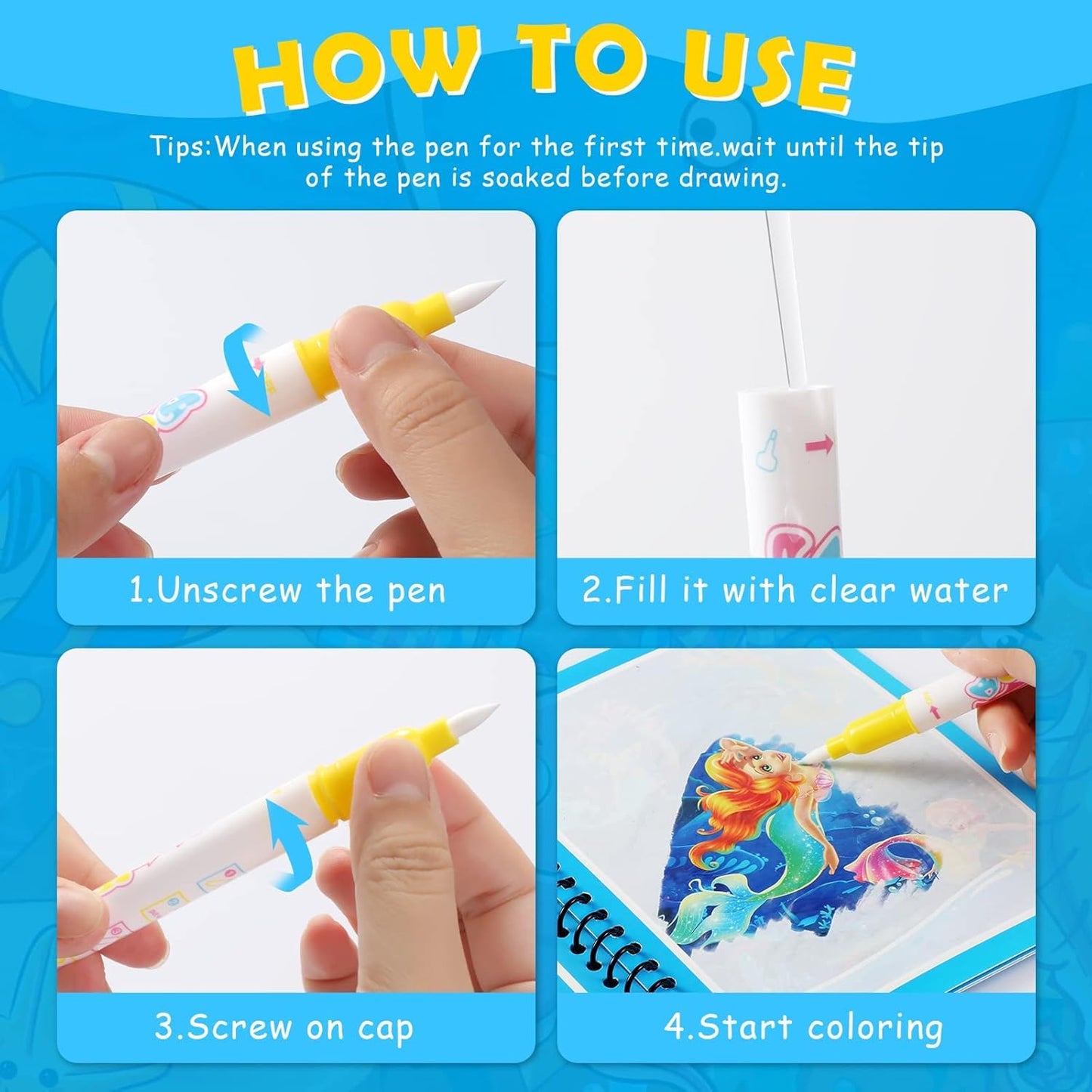 Magic Water Coloring Book For Kids. (random Color)