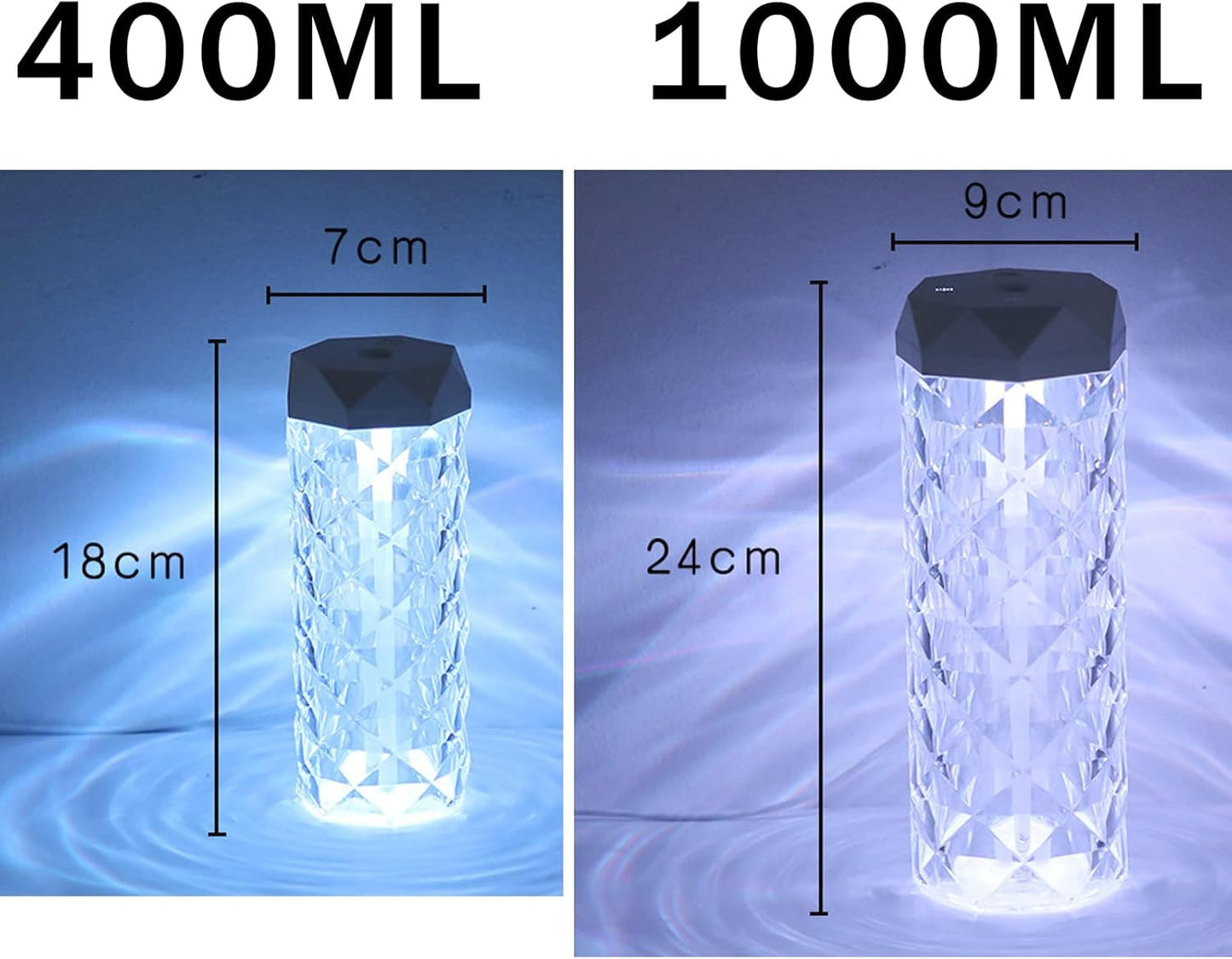 Crystal Lamp Humidifier, with 7 Colors Touch Control Night Light Noiseless Humidifier