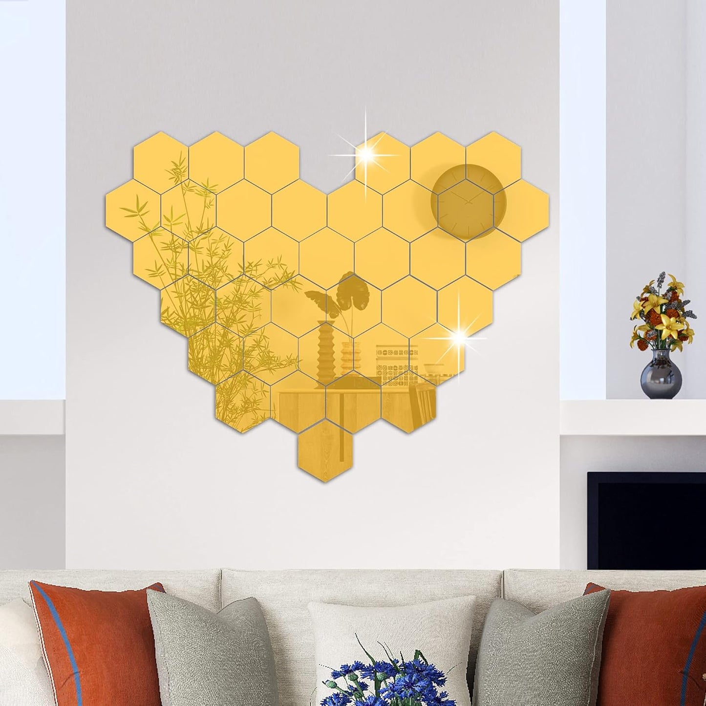 Hexagon 3D Acrylic Decor Mirror Wall Sticker for Dining Room Wall Decor