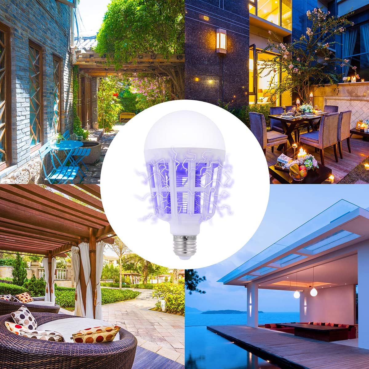 Mosquito Killer Lamp LED 15W Electronic Anti insect Bug Fly Zapper for Home Indoor Outdoor Eco safe Clean Light Bulb