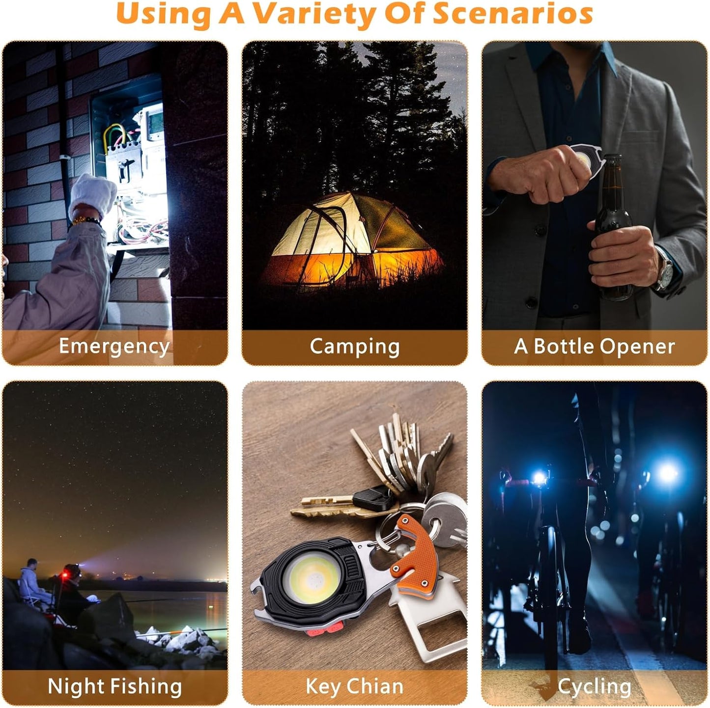 9 in 1 Led Light with Lighter, Bottle Opener, Magnetic Base and Folding Bracket Mini Cob 800 lumens