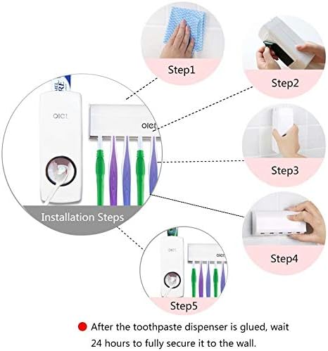 Automatic Plastic Toothpaste Dispenser 5 Toothbrush Holder Toothpaste Squeezer Bathroom Shelves Organizer