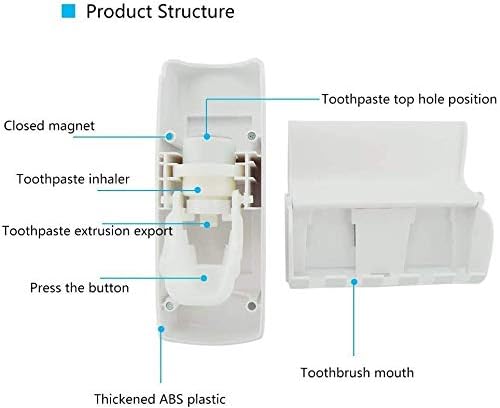 Automatic Plastic Toothpaste Dispenser 5 Toothbrush Holder Toothpaste Squeezer Bathroom Shelves Organizer
