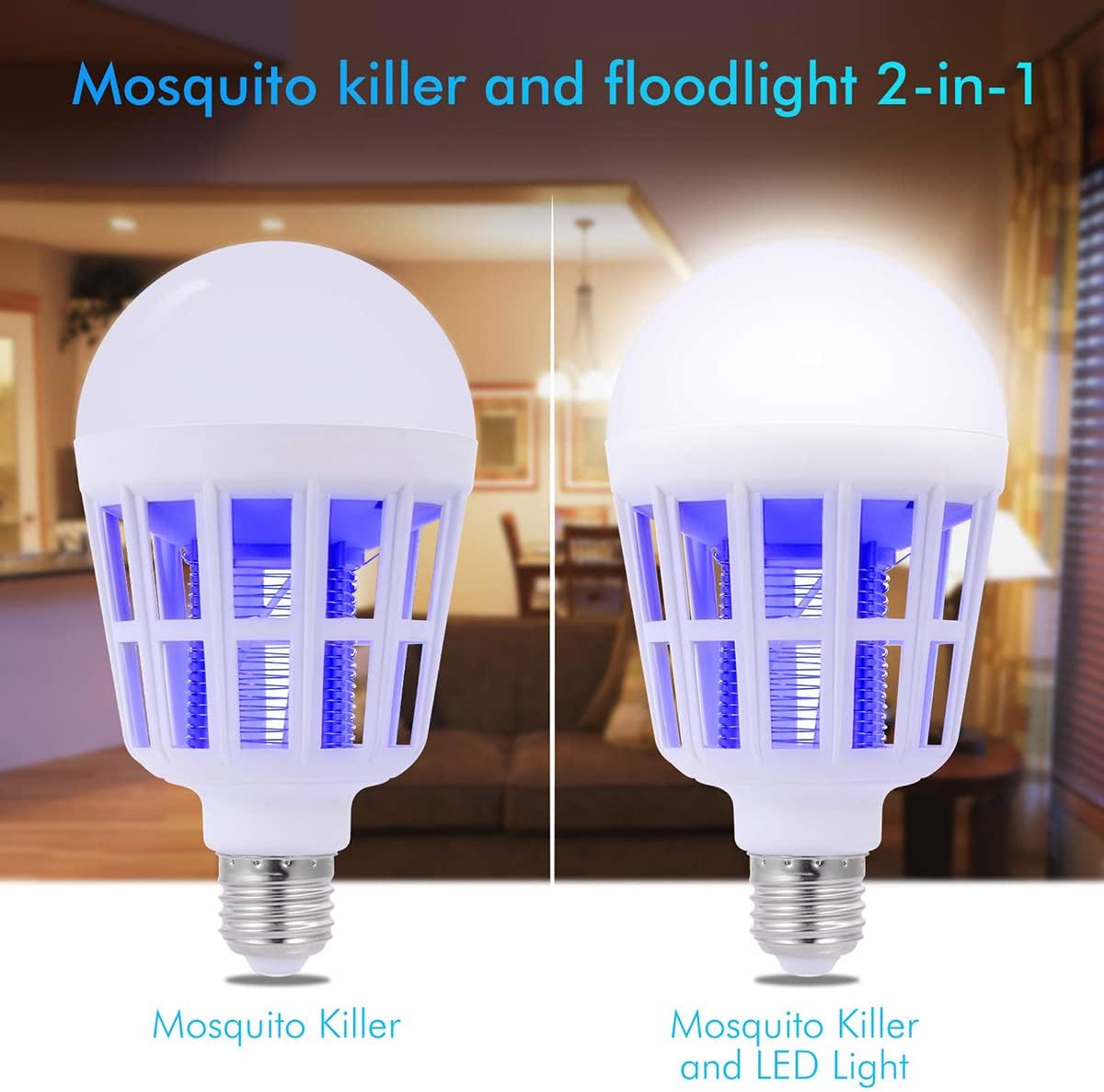 Mosquito Killer Lamp LED 15W Electronic Anti insect Bug Fly Zapper for Home Indoor Outdoor Eco safe Clean Light Bulb