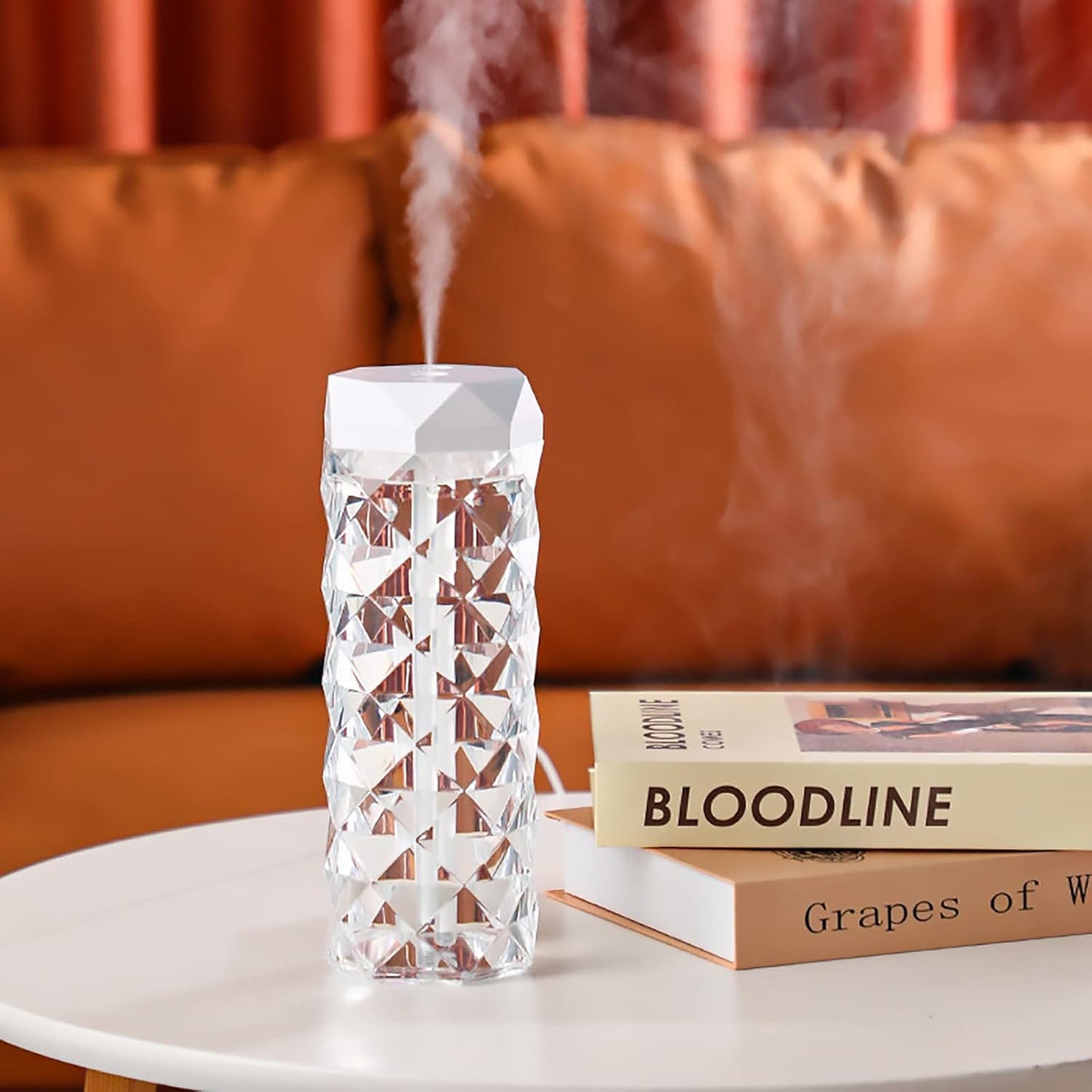 Crystal Lamp Humidifier, with 7 Colors Touch Control Night Light Noiseless Humidifier