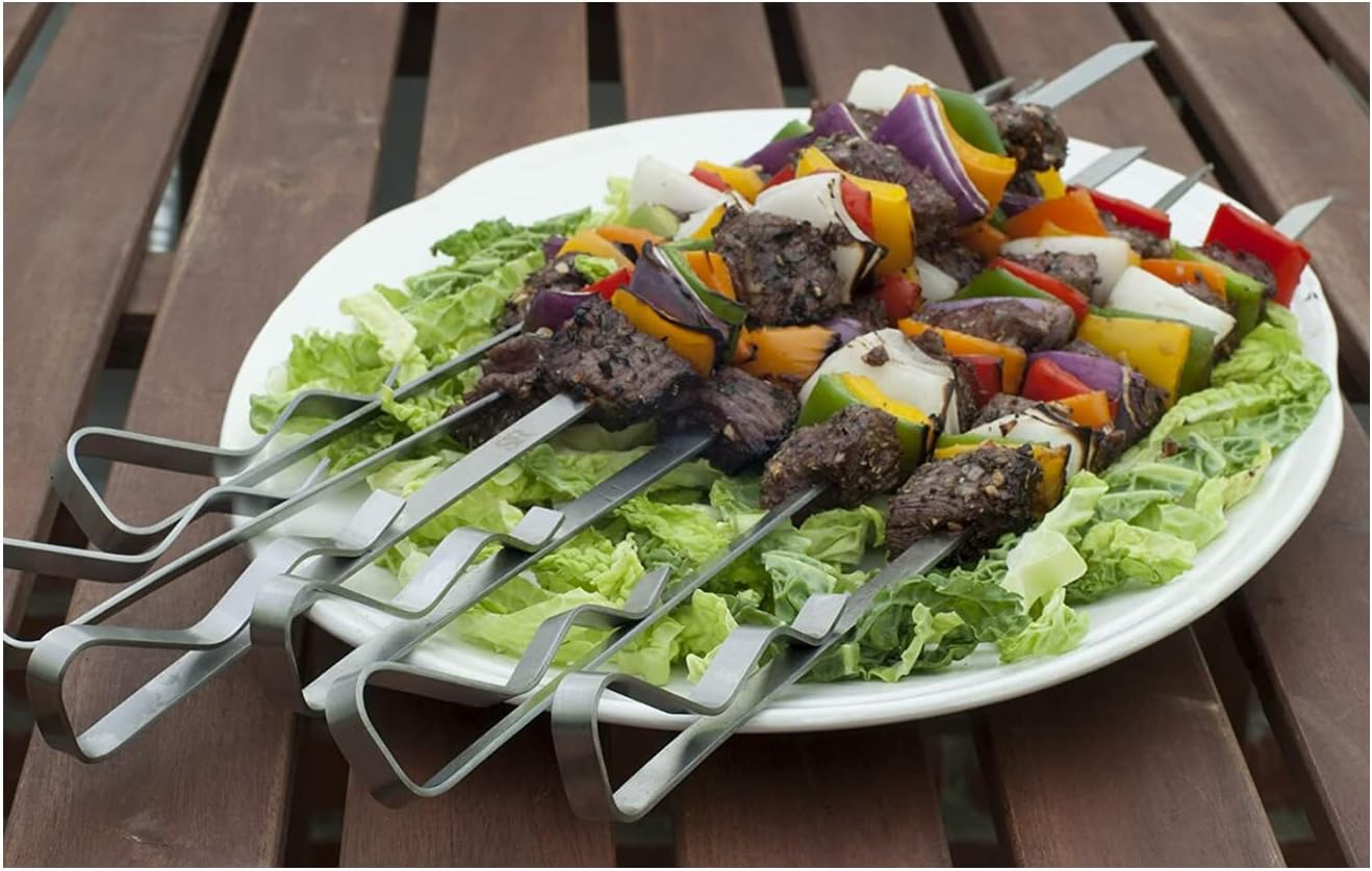 Barbecue Skewers Stainless Steel Sticks (Pack of 6)