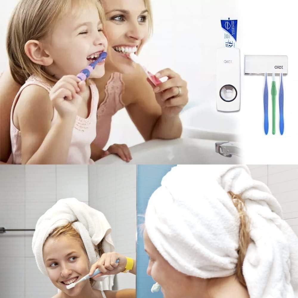 Automatic Plastic Toothpaste Dispenser 5 Toothbrush Holder Toothpaste Squeezer Bathroom Shelves Organizer
