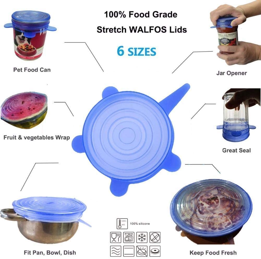 Multi Size Reusable Silicone Stretch Lids (6 Pcs) (Multicolor)