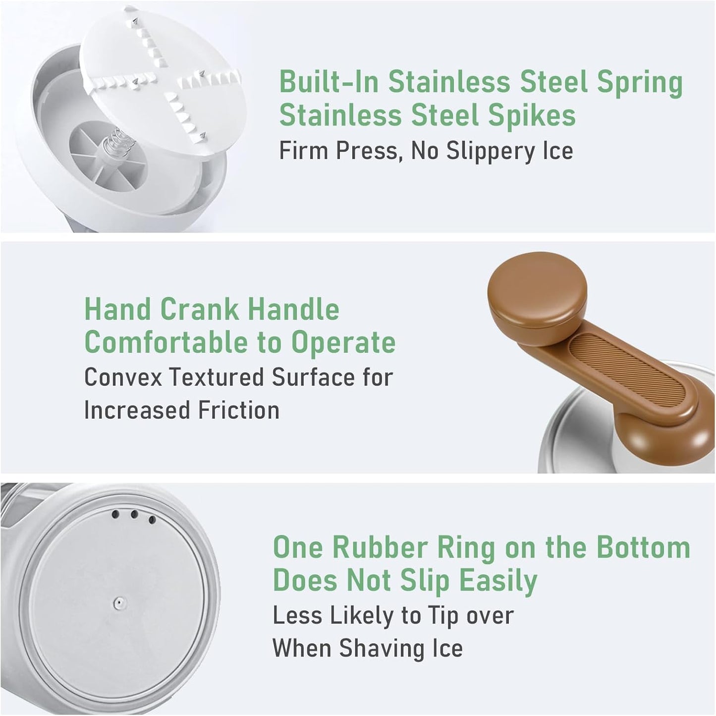 Manual Ice Crusher, Portable Shaved Ice Machine with Ice Box