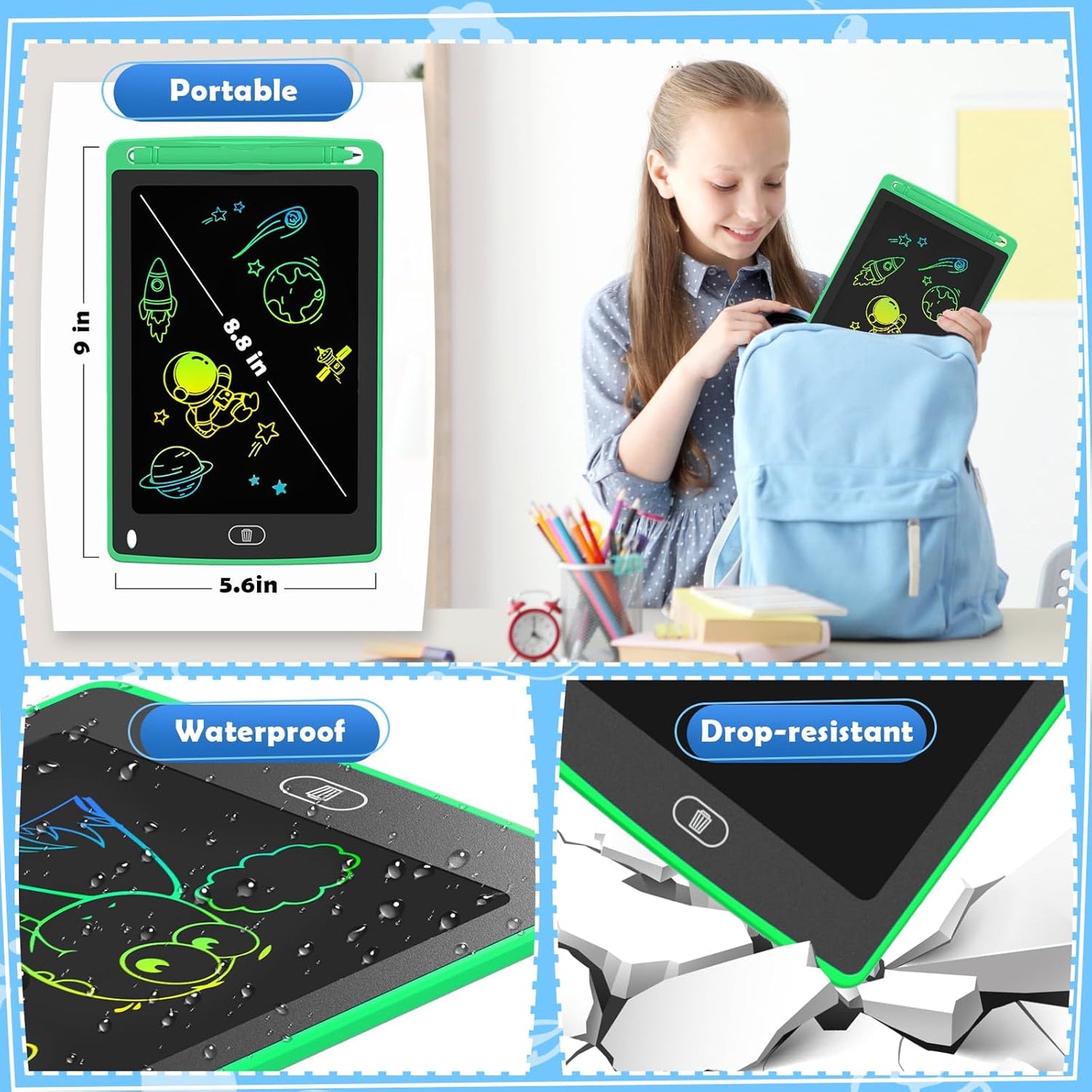 LCD Writing Tablet : 16 Inch Colorful Drawing Tablet Kids Erasable Writing Pad Learning Birthday Gifts