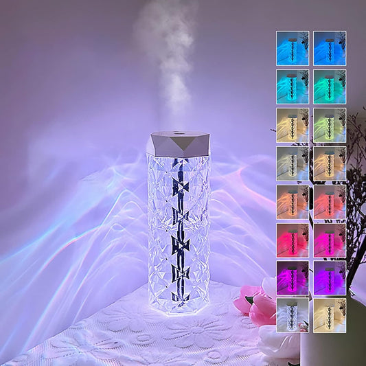 Crystal Lamp Humidifier, with 7 Colors Touch Control Night Light Noiseless Humidifier