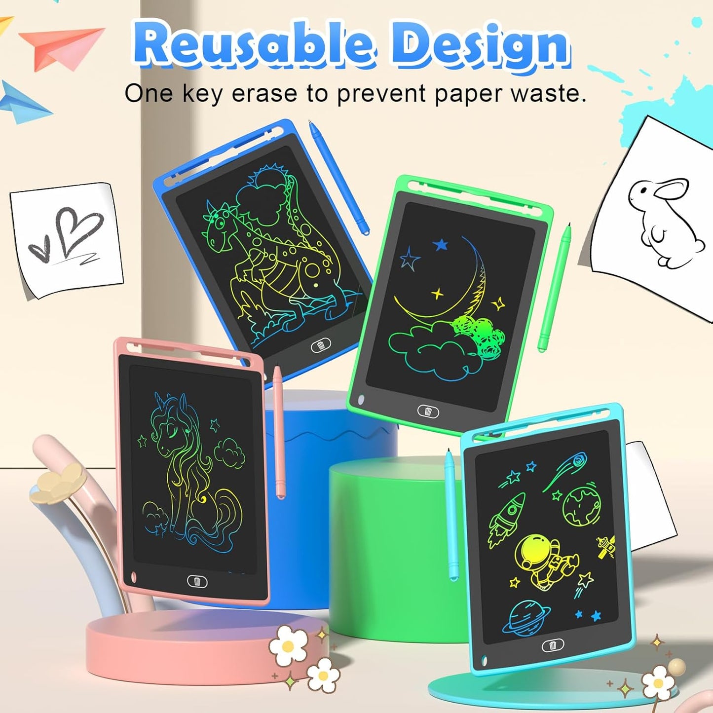 LCD Writing Tablet : 16 Inch Colorful Drawing Tablet Kids Erasable Writing Pad Learning Birthday Gifts