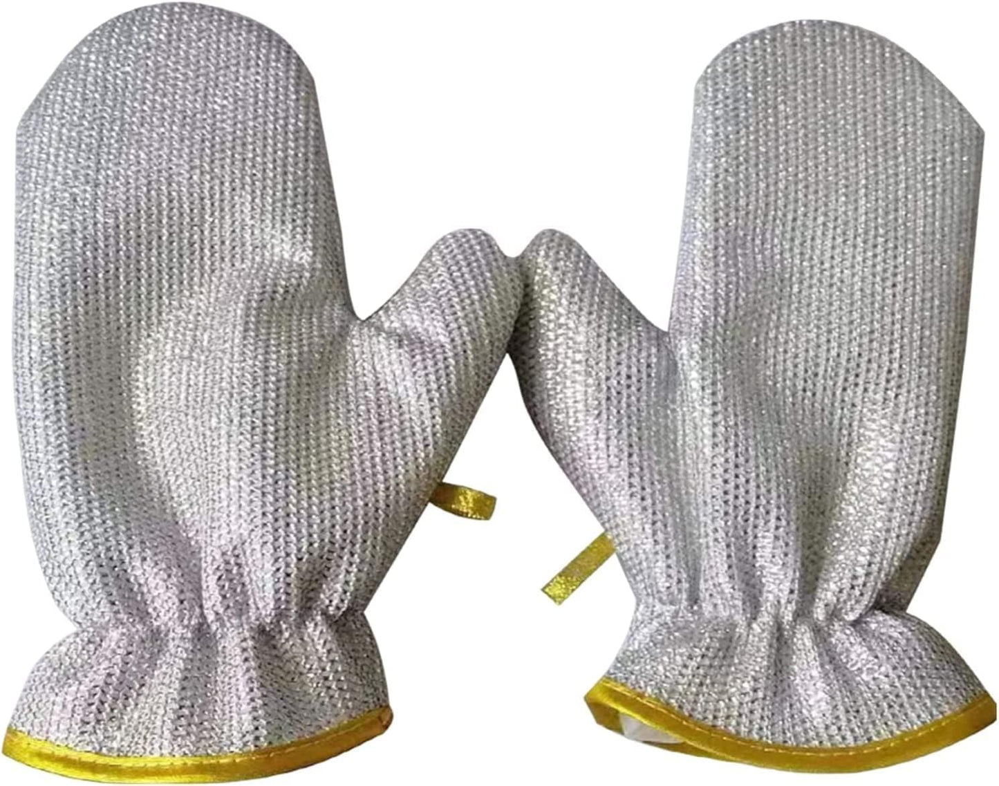 Kitchen Cleaning Dishwashing Silver Silk Glove, Reusable Silver Wire Gloves (Pair)