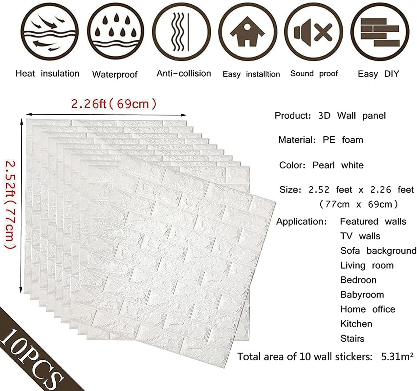 3D Wall Brick Sheets