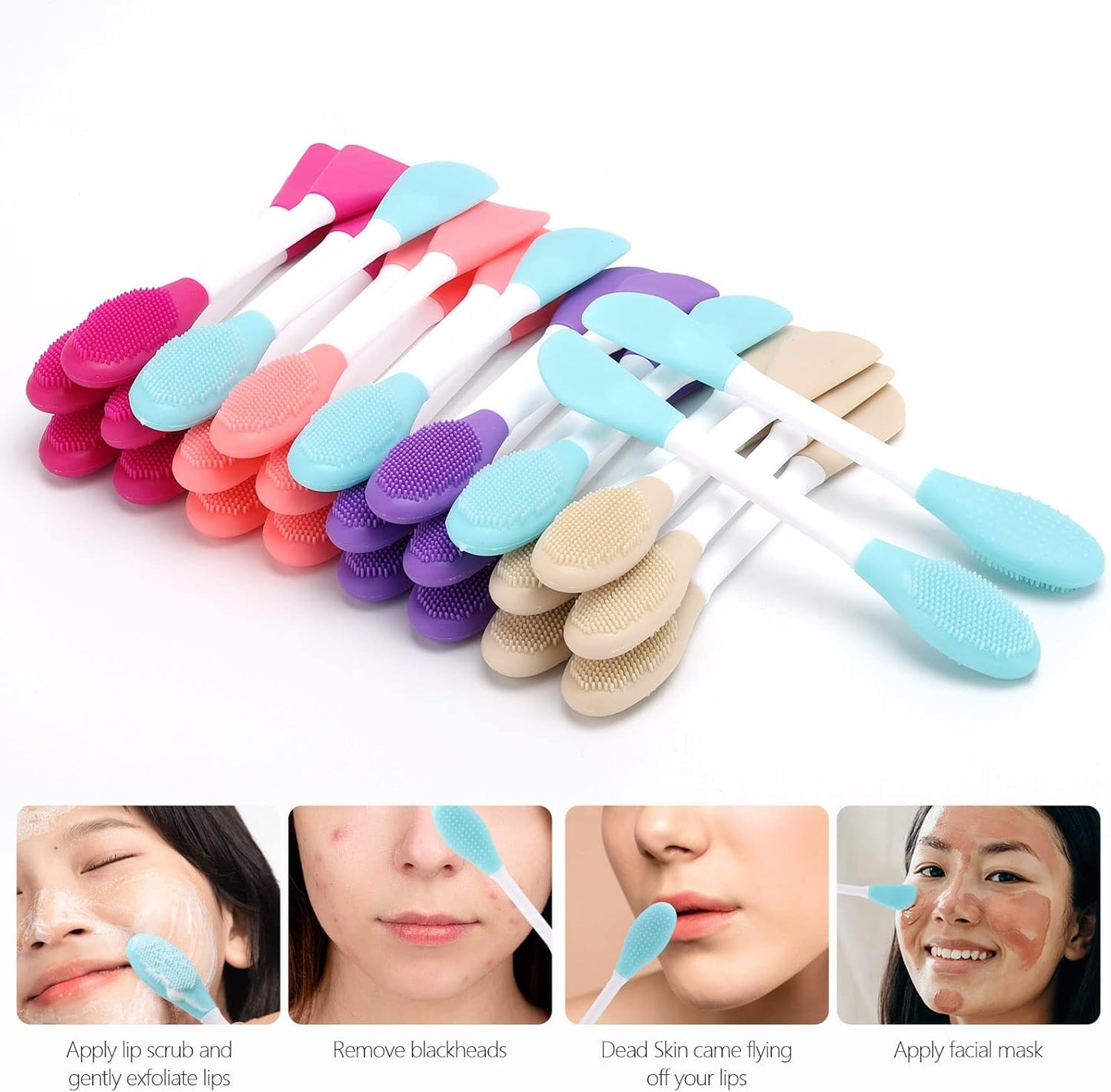 Silicone Face Mask Applicator, 2 in 1 Double-Sided Facial Scrubber Brush Tool