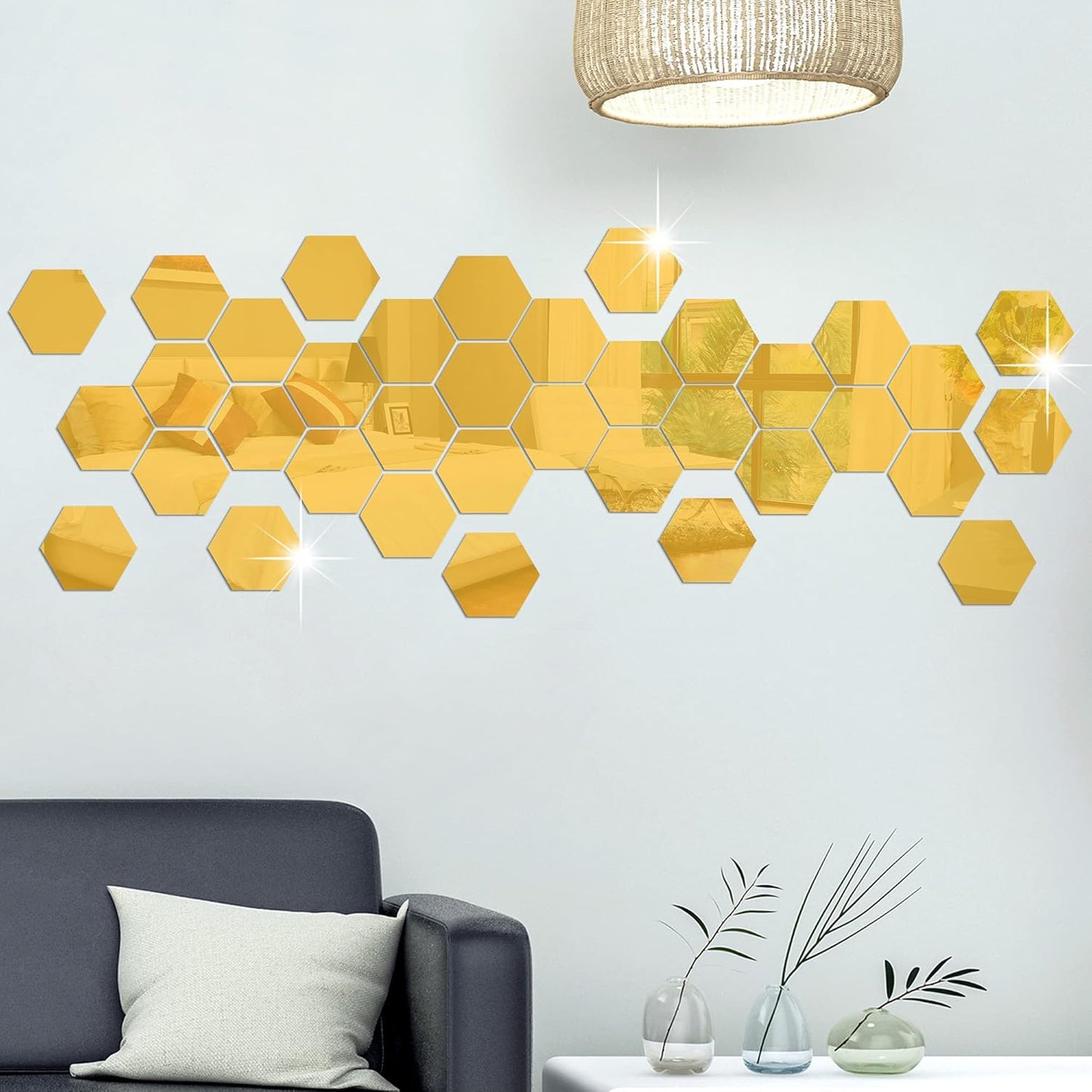 Hexagon 3D Acrylic Decor Mirror Wall Sticker for Dining Room Wall Decor