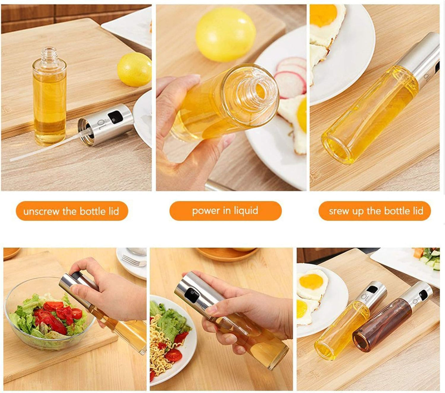 Oil Sprayer Transparent Glass Spray Bottle