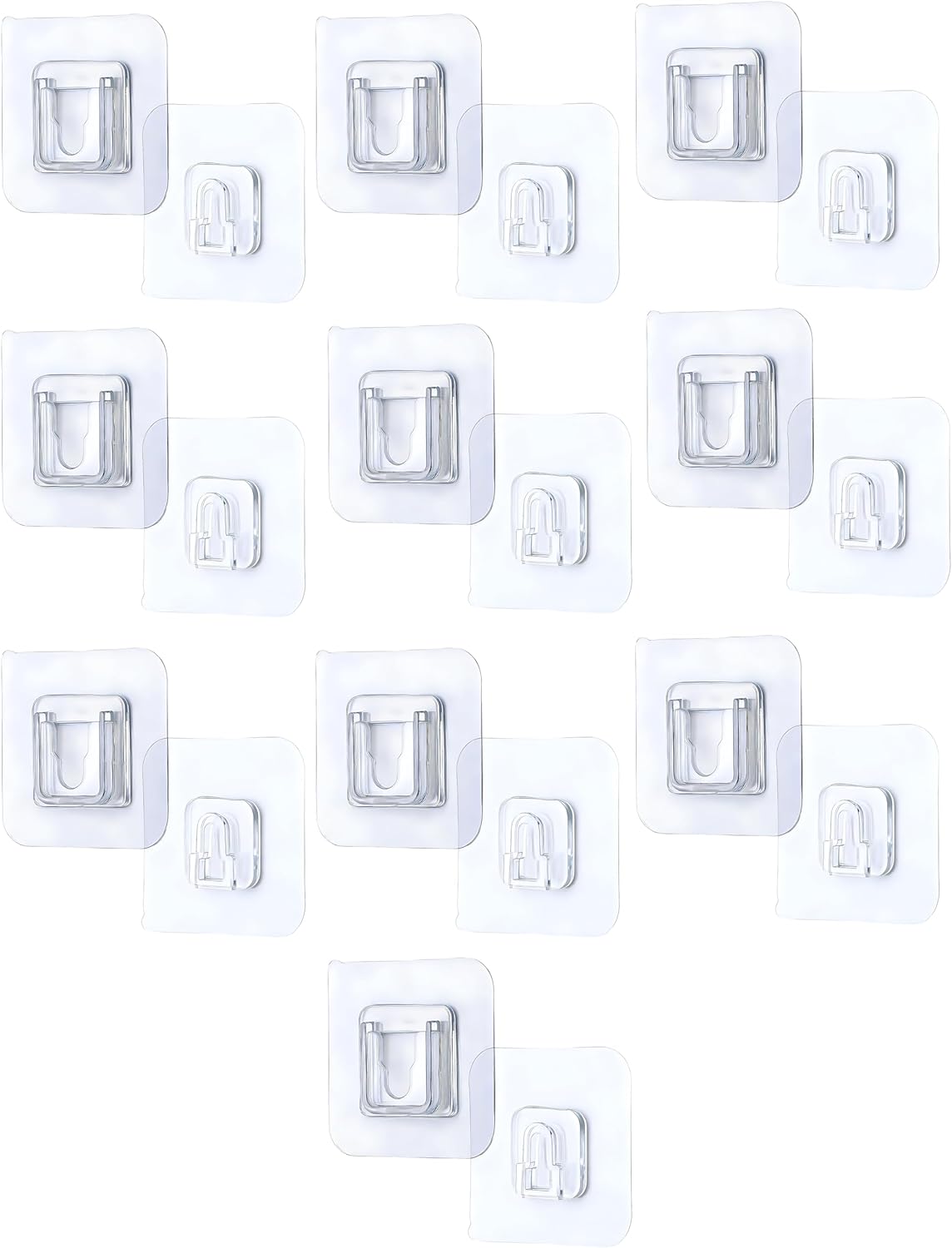 Set of 10 double-sided adhesive wall hooks