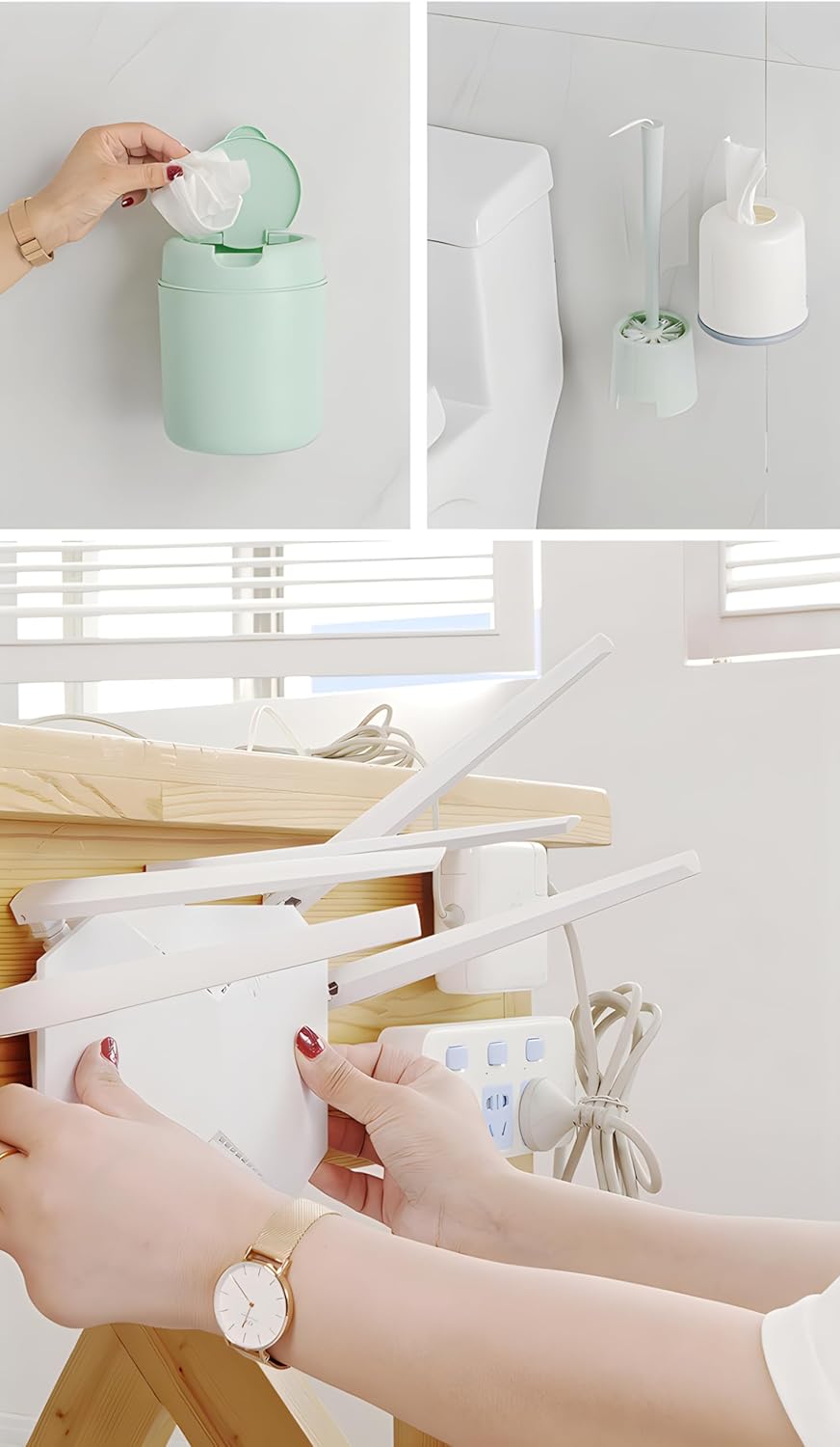 Set of 10 double-sided adhesive wall hooks