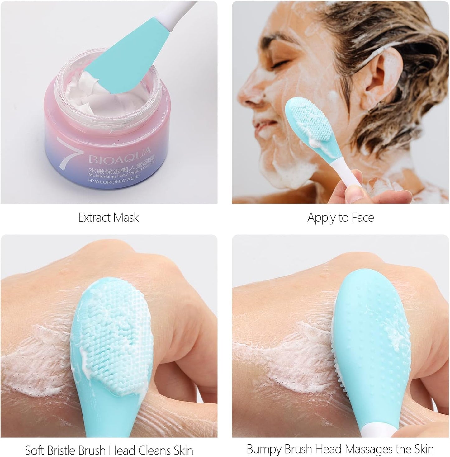 Silicone Face Mask Applicator, 2 in 1 Double-Sided Facial Scrubber Brush Tool