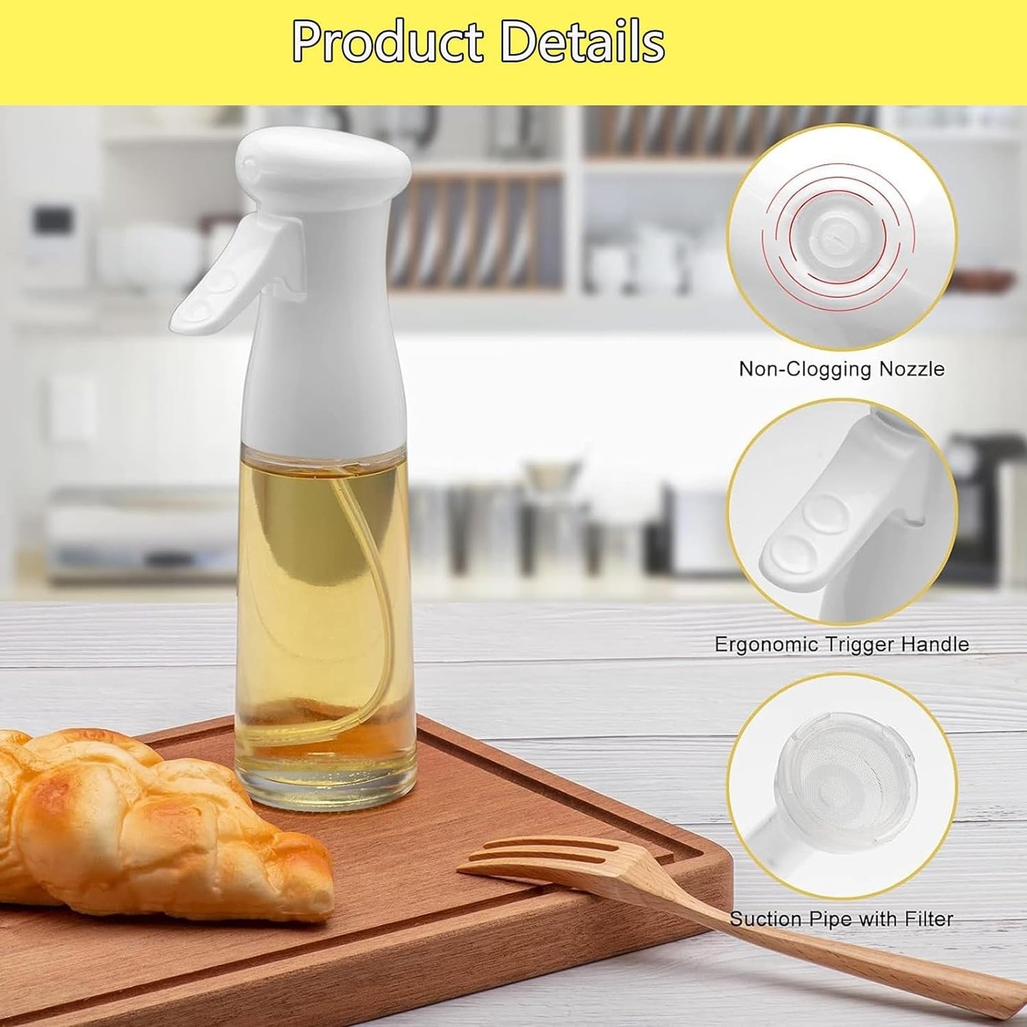 Oil Spray Bottle Continuous Spray with Portion Control, Suitable for Multiple Scenarios. Highly Trusted by Chefs