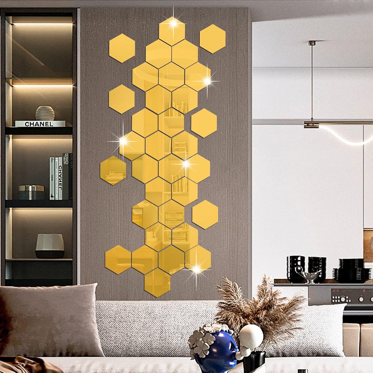 Hexagon 3D Acrylic Decor Mirror Wall Sticker for Dining Room Wall Decor