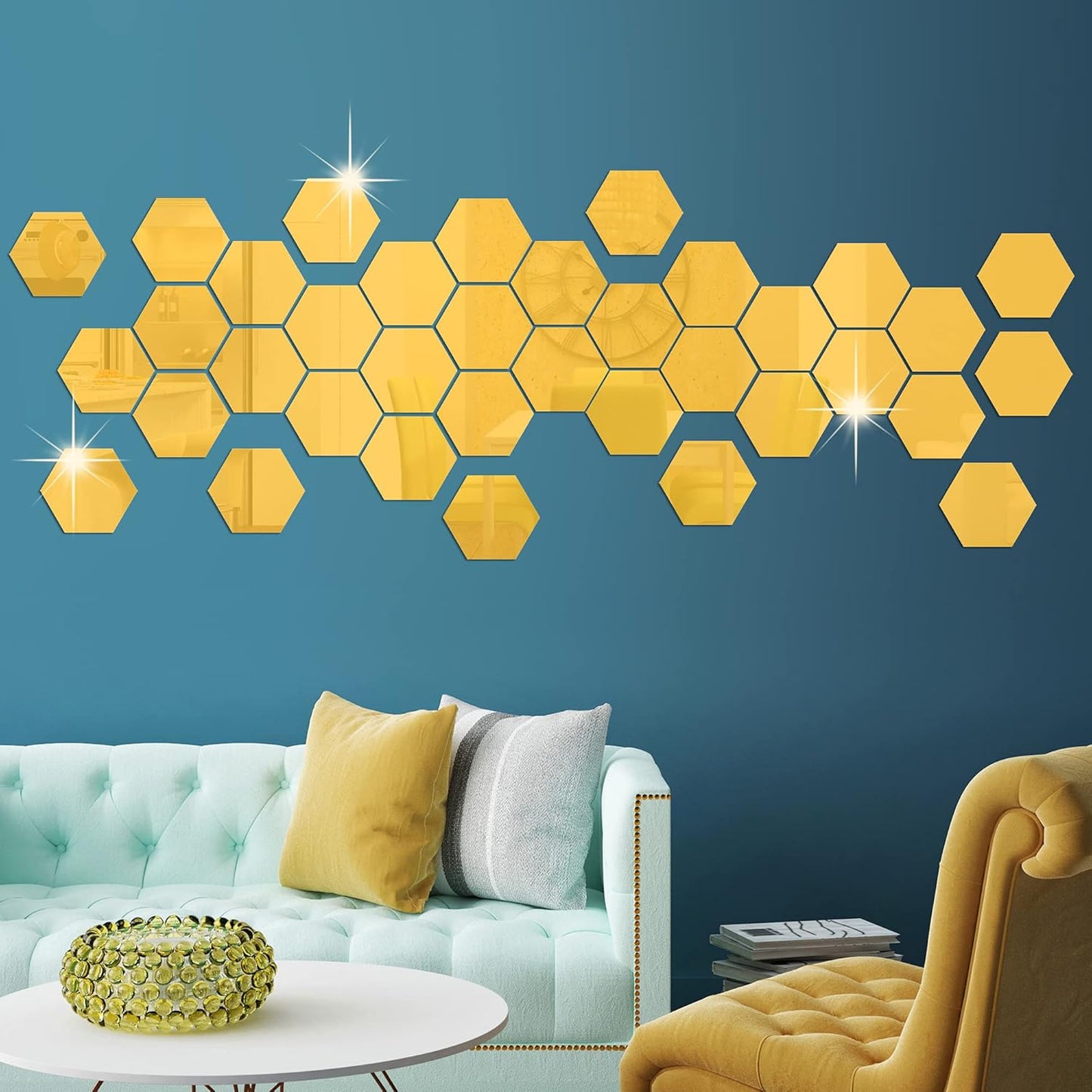 Hexagon 3D Acrylic Decor Mirror Wall Sticker for Dining Room Wall Decor