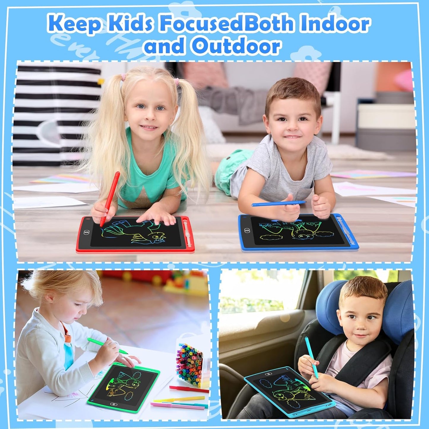 LCD Writing Tablet : 16 Inch Colorful Drawing Tablet Kids Erasable Writing Pad Learning Birthday Gifts