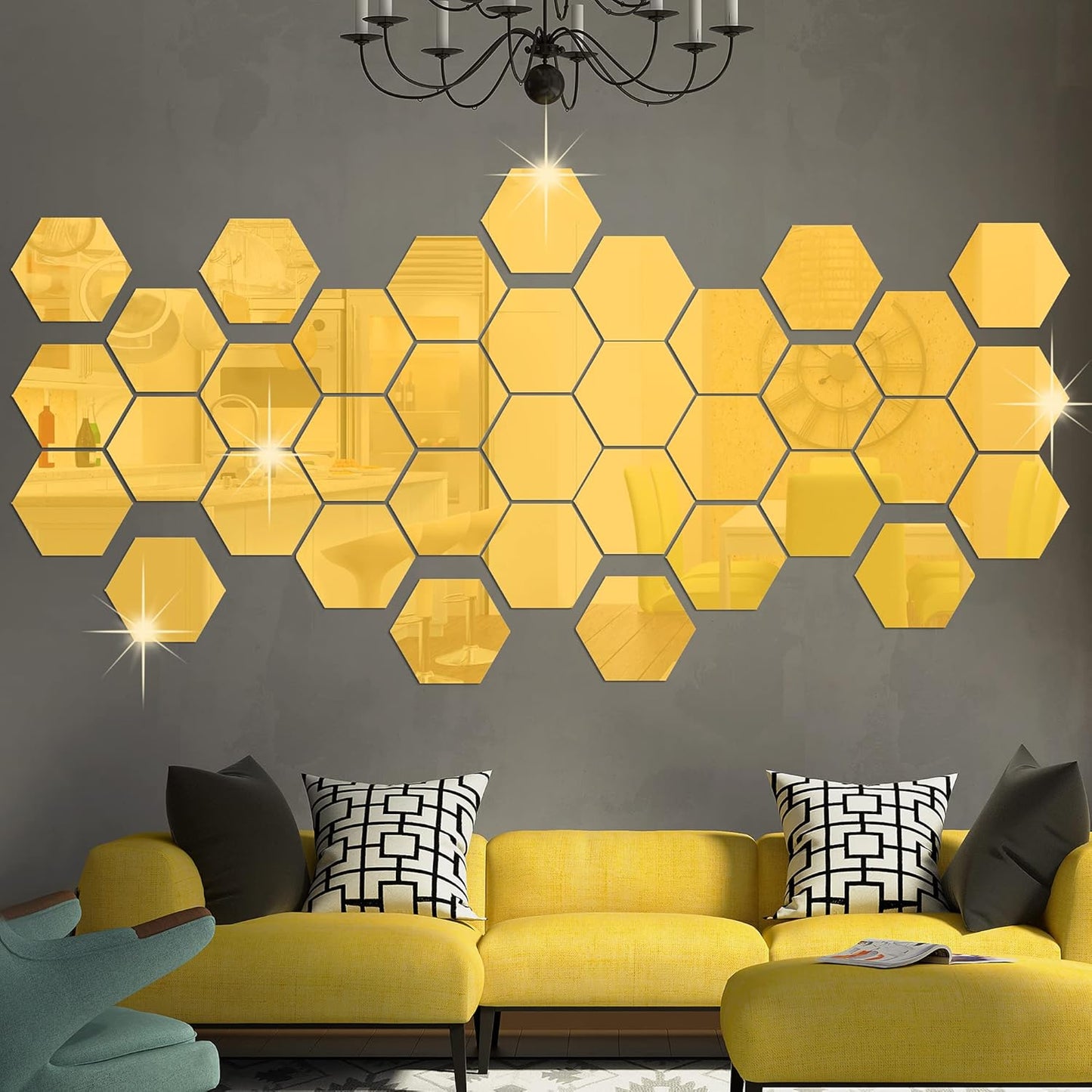 Hexagon 3D Acrylic Decor Mirror Wall Sticker for Dining Room Wall Decor