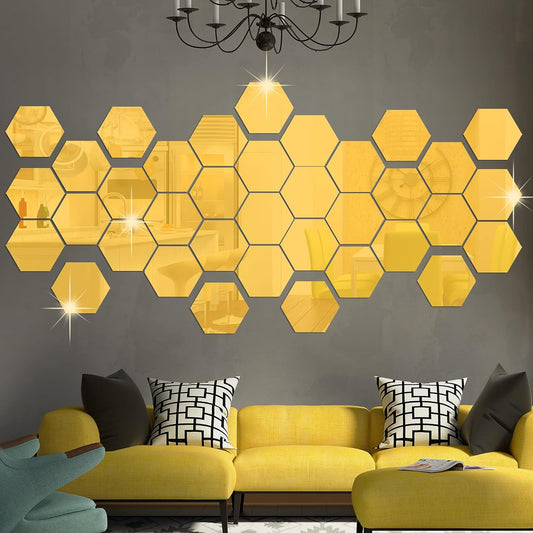 Hexagon 3D Acrylic Decor Mirror Wall Sticker for Dining Room Wall Decor