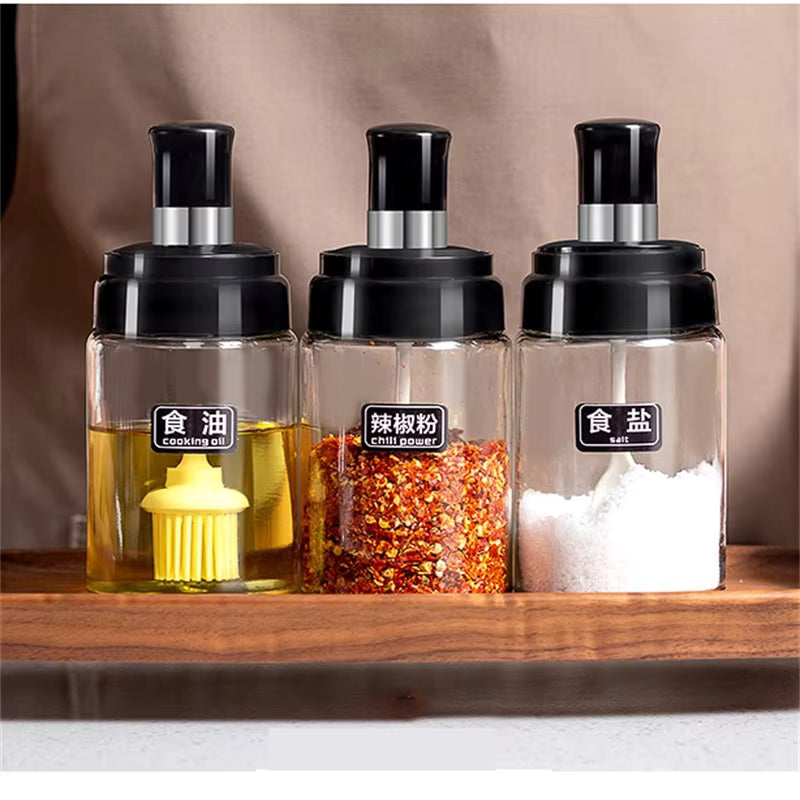 Oil Bottle with Spice Seasoning Jar 5 Set Oil Bottle 500ml Spice Jar 250ml