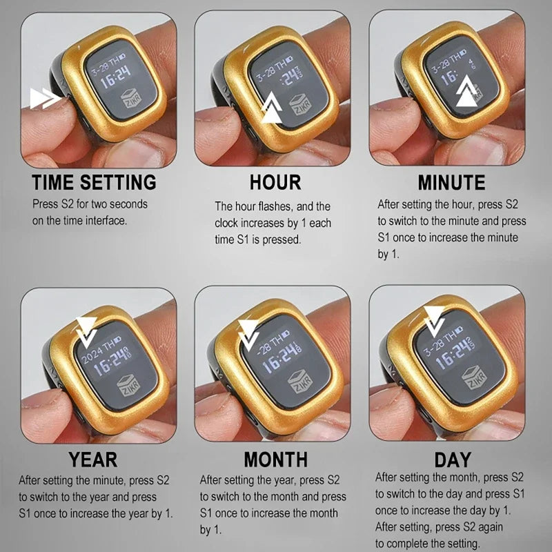 Multifunction Men Ring OLED Screen Digital Rechargable Battery Hand Tally Counter With Date Time Vibrate Remind Prayer Zikr Ring Al Fatiha