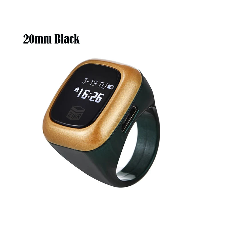Multifunction Men Ring OLED Screen Digital Rechargable Battery Hand Tally Counter With Date Time Vibrate Remind Prayer Zikr Ring Al Fatiha