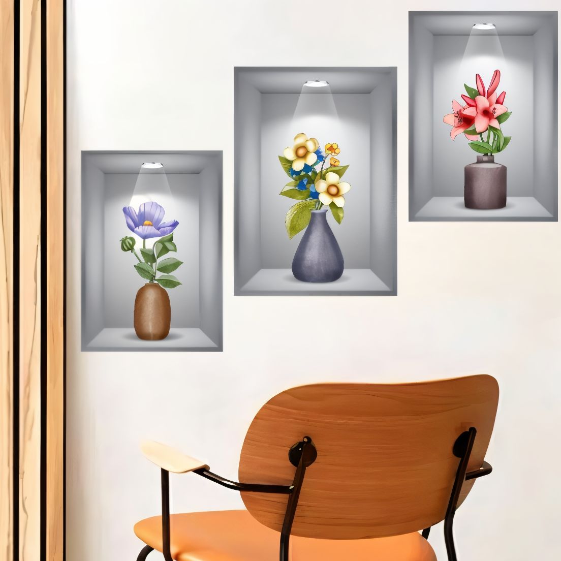 Set of 3pcs 3D Wall Paper Stickers Sheet