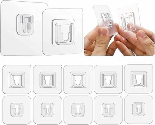 Set of 10 double-sided adhesive wall hooks